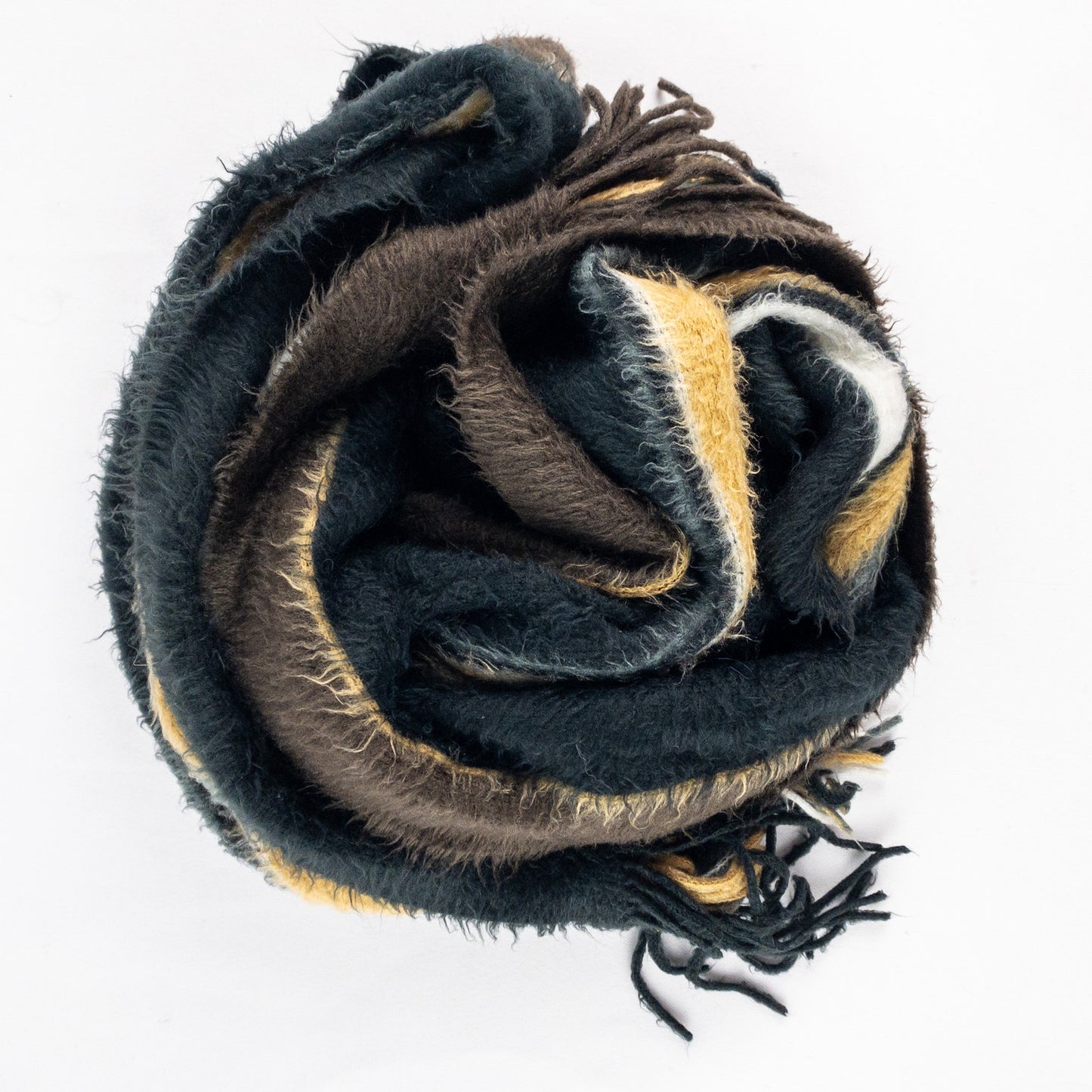 Cejon Brown Black White Striped Soft Scarf Unisex Men Women One Size