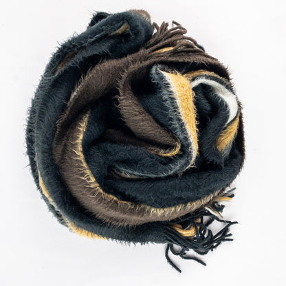 Cejon Brown Black White Striped Soft Scarf Unisex Men Women One Size