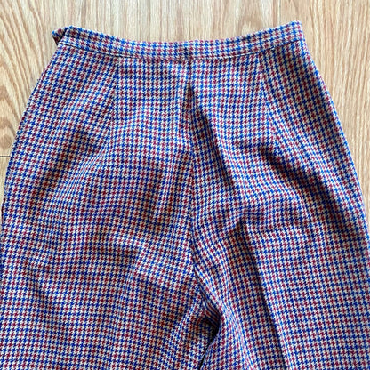 Vintage American Union Red Checked Slim Wool Pants Womens 2