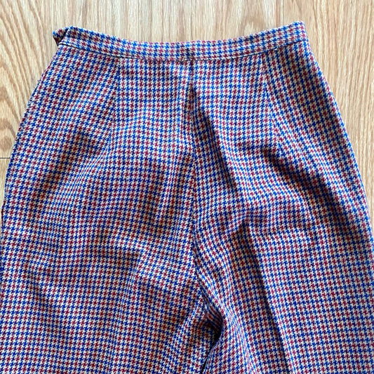 Vintage American Union Red Checked Slim Wool Pants Womens 2