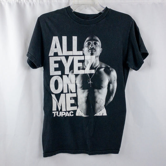 2PAC Tupac Distressed Black Band Concert Tee Shirt Womens Small Mens XSmall