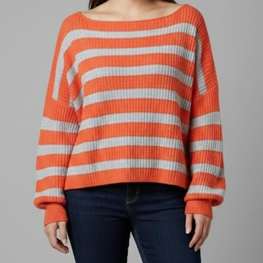 Lumiere Orange Striped Slouchy Knit Sweater Womens Large