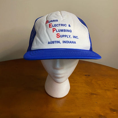 Vernon Burris Electric Indiana Vintage Blue Trucker Hat Unisex Mens One Size
