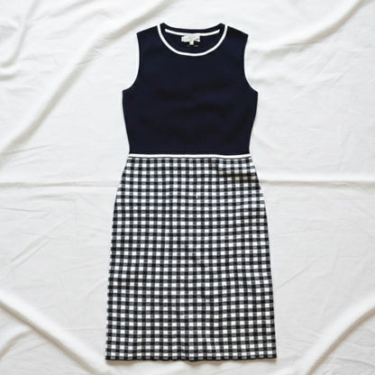 Hobbs London Saffi Knitted Dress Navy Ivory Womens 6