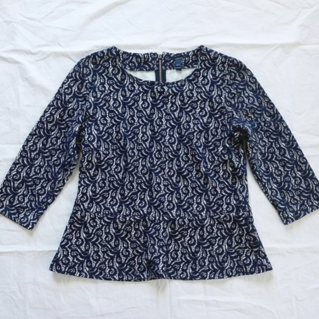 J Crew Black Peplum Lace Blouse Top Womens Medium