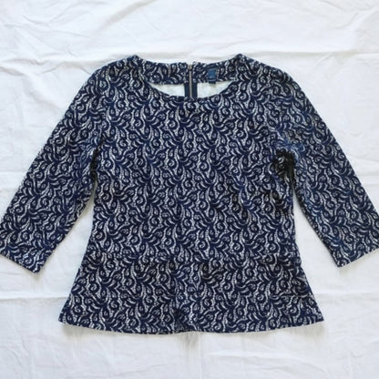 J Crew Black Peplum Lace Blouse Top Womens Medium