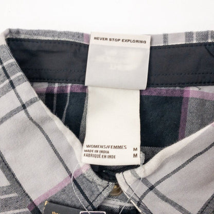 The North Face Berkeley Gray Plaid Organic Cotton Flannel Shirt Womens Medium