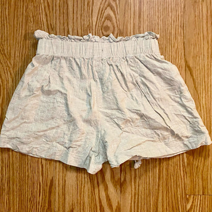 Streetwear Society Beige Linen Paperbag Waist Shorts Womens Medium