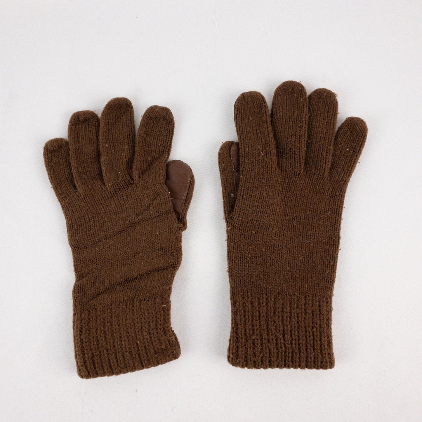 Aris Vintage Brown Knit Fabric Vinyl Patch Gloves Womens One Size