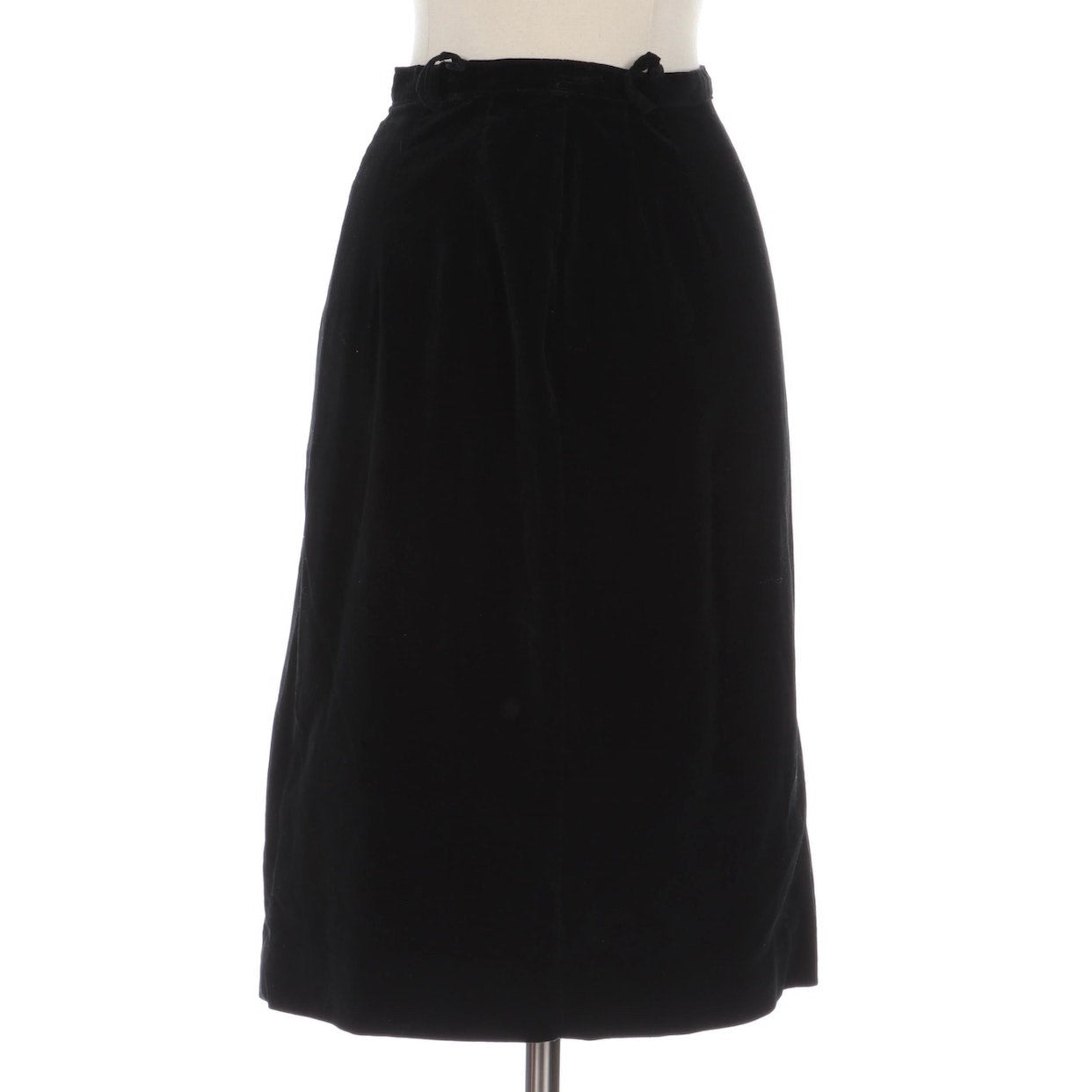 Vintage 1970s Black Velvet Straight Midi Skirt Womens XXSmall