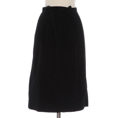 Vintage 1970s Black Velvet Straight Midi Skirt Womens XXSmall