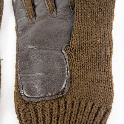Interpur Vintage Brown Knit Fabric Vinyl Patch Gloves Womens One Size