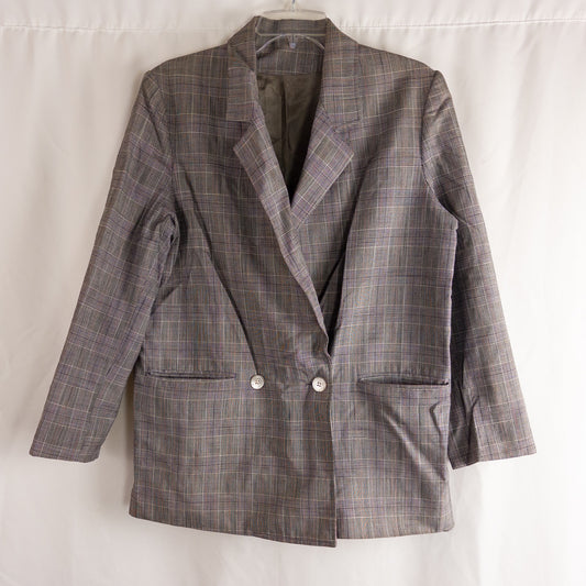 WLBW Vintage Gray Stripe Oversized USA Made Blazer Womens 12 Large