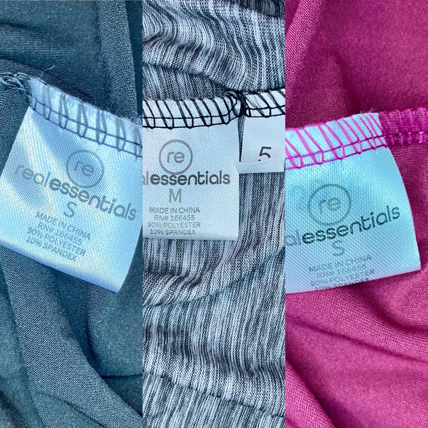 Real Essentials Pink Black & Gray Dry Fit Joggers Pants Bundle Womens Small