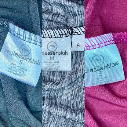Real Essentials Pink Black & Gray Dry Fit Joggers Pants Bundle Womens Small
