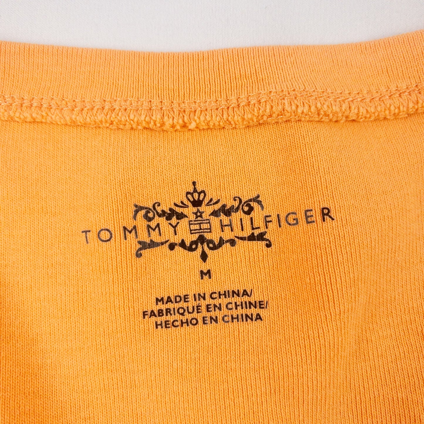 Tommy Hilfiger Orange Peach V Neck Tee Shirt Womens Medium