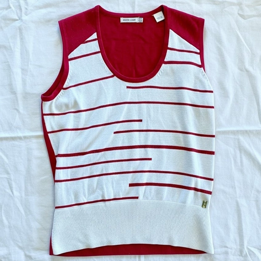 Vintage Green Lamb Y2K Pink & White Sleeveless Tank Top Womens 8 Medium