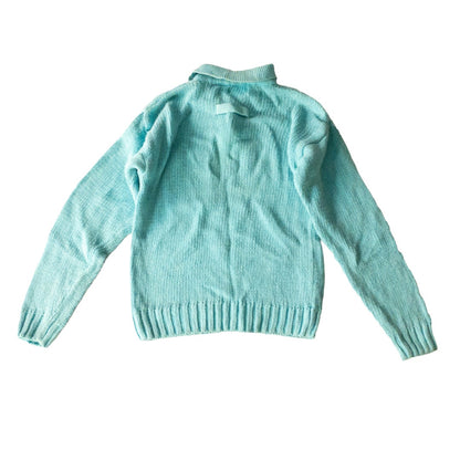 Harbor Lights Vintage Blue Ribbed Ramie Knit Sweater Womens Small