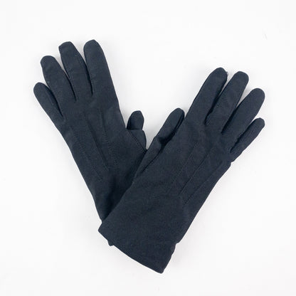 Totes Isotoner Black Leather Patch Nylon Gloves Womens Small 6
