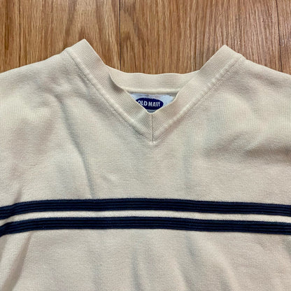 Old Navy Vintage Y2k Beige Striped Sweatshirt Womens XLarge