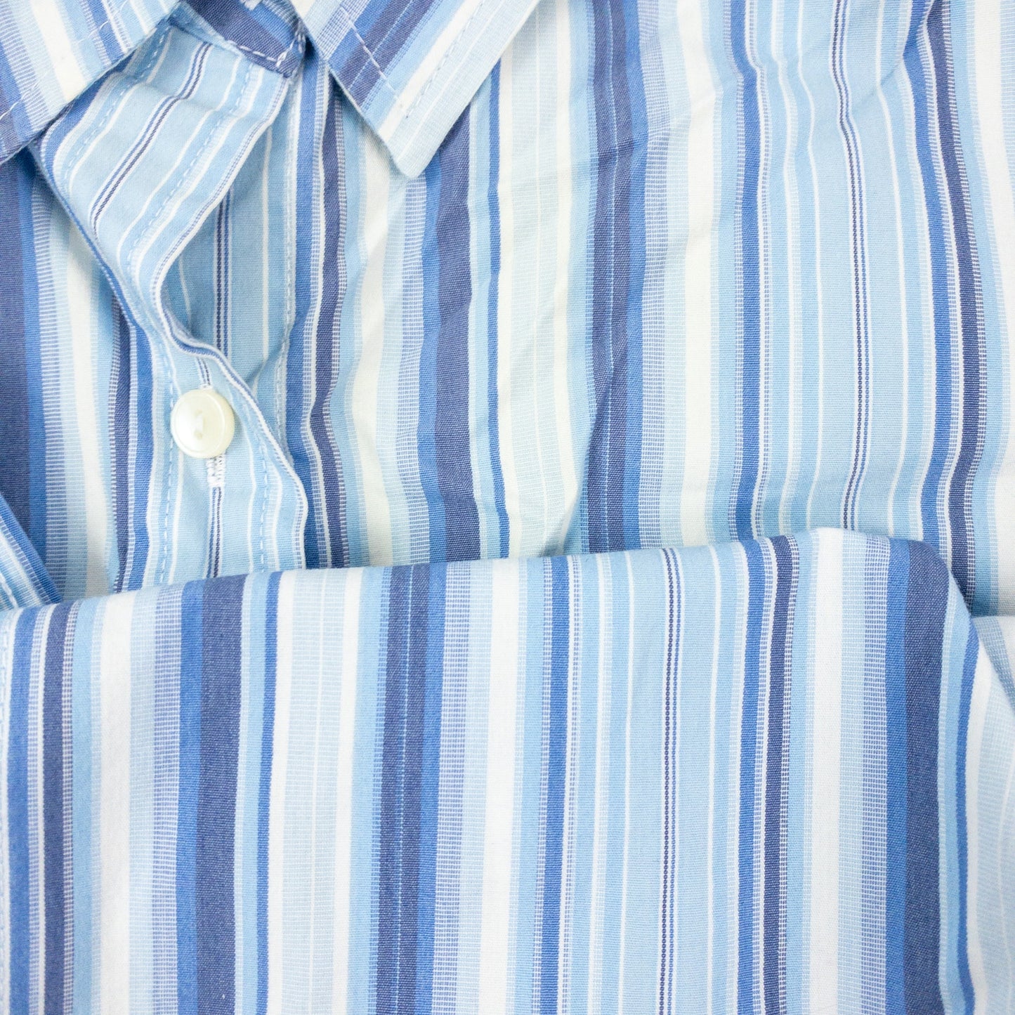 GH Bass & Co Blue White Striped Button Blouse Shirt Womens Medium