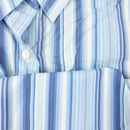GH Bass & Co Blue White Striped Button Blouse Shirt Womens Medium