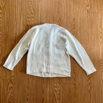 BP Design Vintage Ramie Knit Holly Berry White Sweater Cardigan Womens XLarge