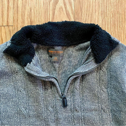 Northwest Territory Gray Cable Knit Fuzzy Pullover Sweater Mens Medium