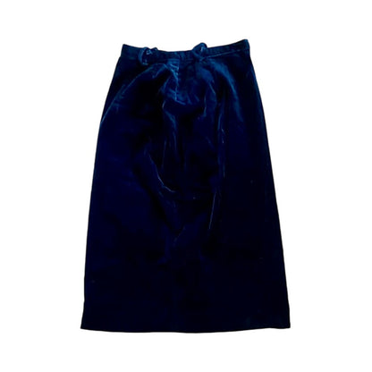 Vintage 1970s Black Velvet Straight Midi Skirt Womens XXSmall