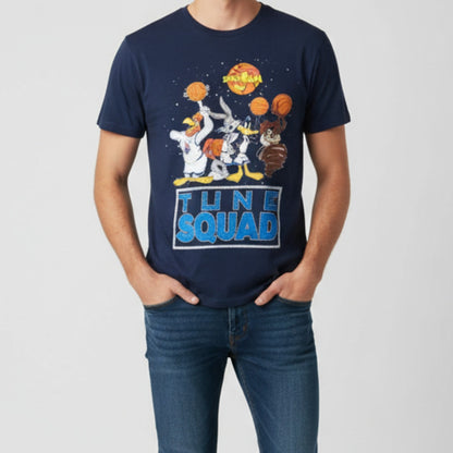 Looney Tunes Vintage Space Jam Tune Squad Blue Graphic Tee Shirt Mens Small