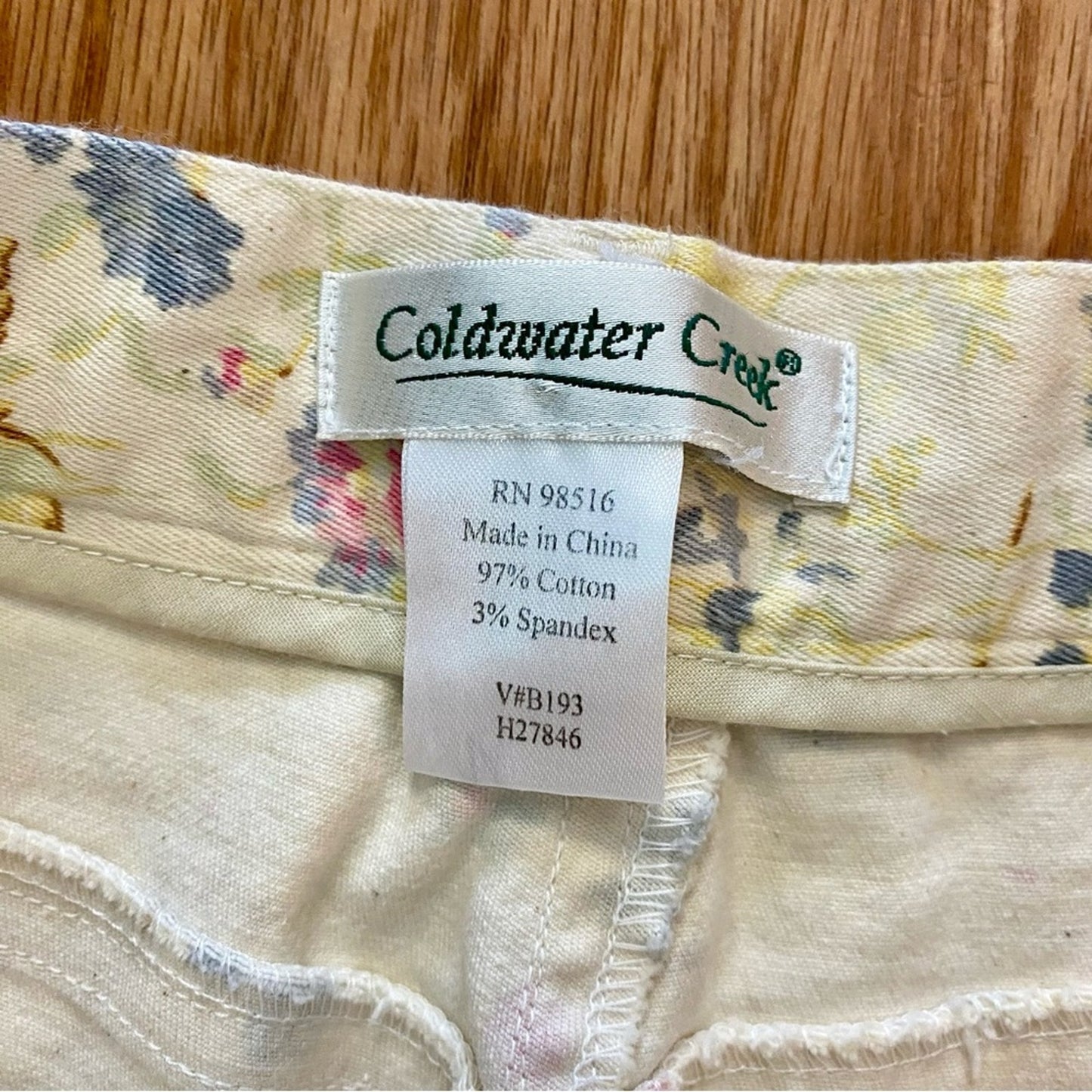 Coldwater Creek Vintage Yellow Pastel Floral Pants Jeans Womens 8