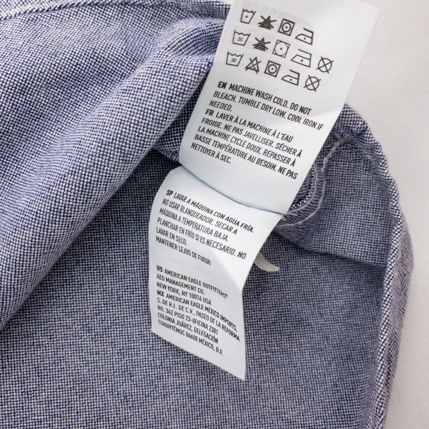 American Eagle Slim Fit Colorblock Pink Blue Button Shirt Mens Medium