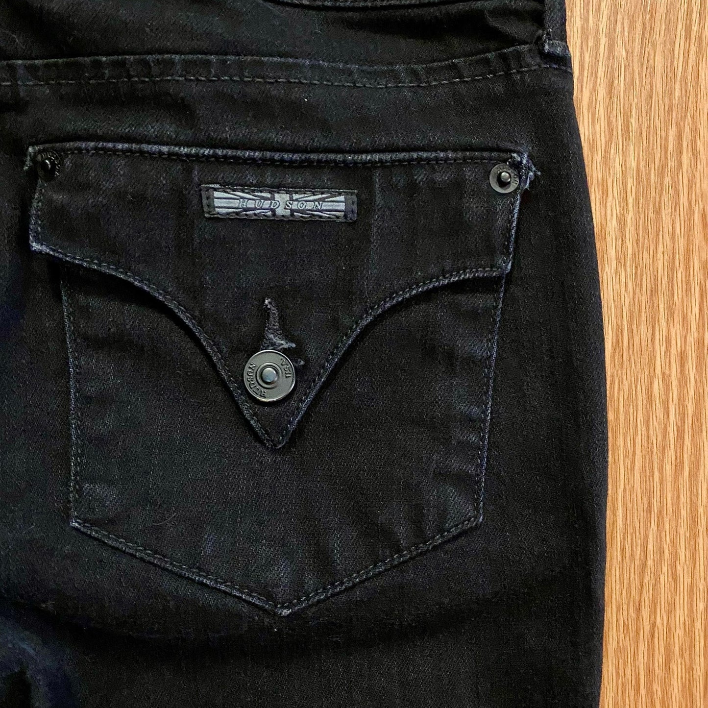 Hudson Collin Flap Skinny Jeans Black Mid Rise Womens 25