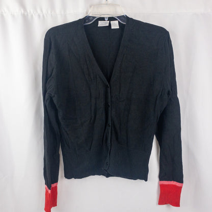 Tail Black Red Colorblock Cardigan Sweater Womens Medium