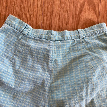 David Brooks Petites Vintage Blue Checkered High Rise Shorts Womens 0-2 XSmall