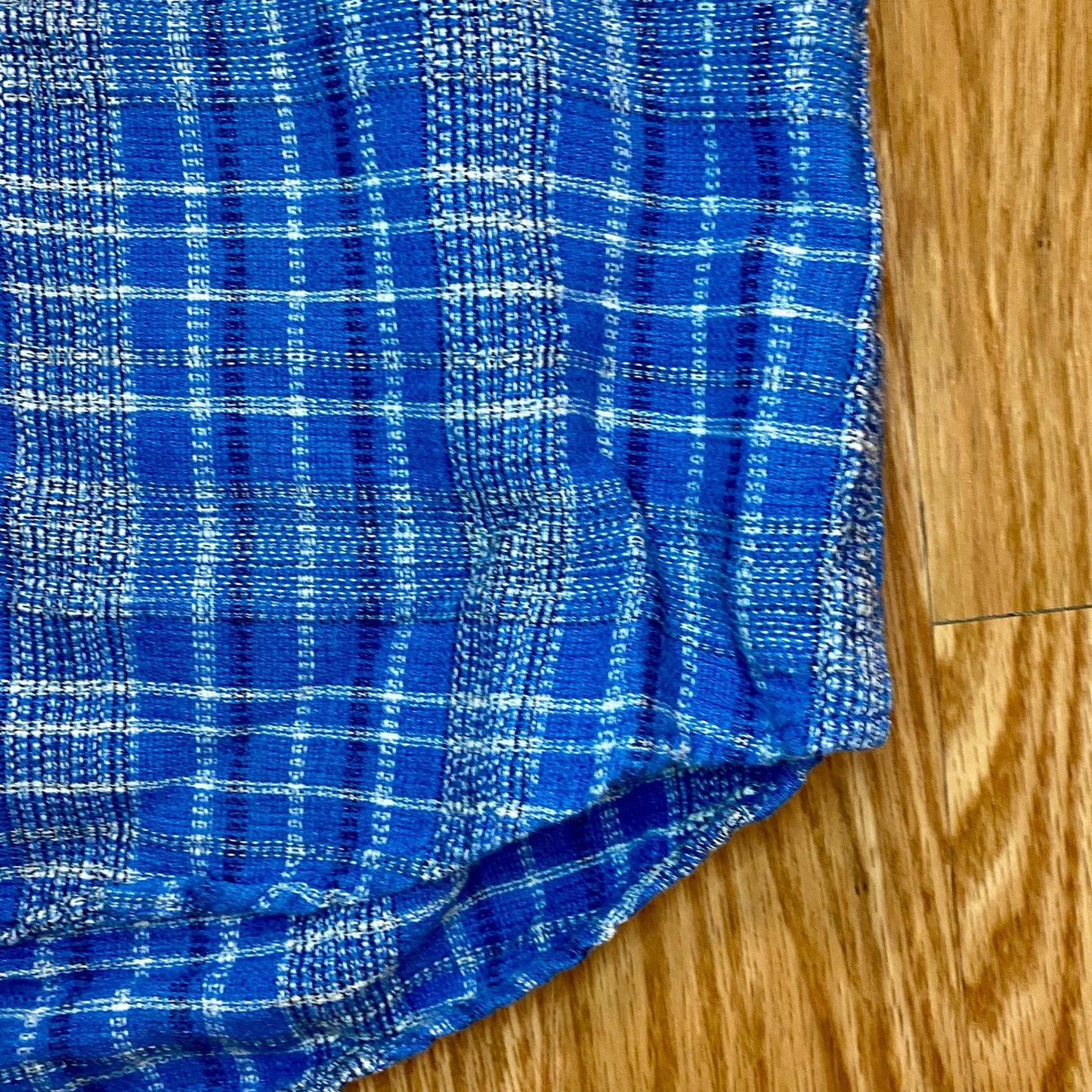 Arnold Palmer Sportswear Vintage Blue Plaid Linen Golf Shirt Mens XLarge