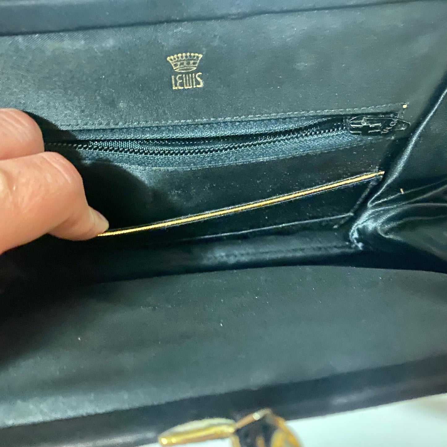 Crown Lewis Vintage Black Pleated Purse Evening Bag