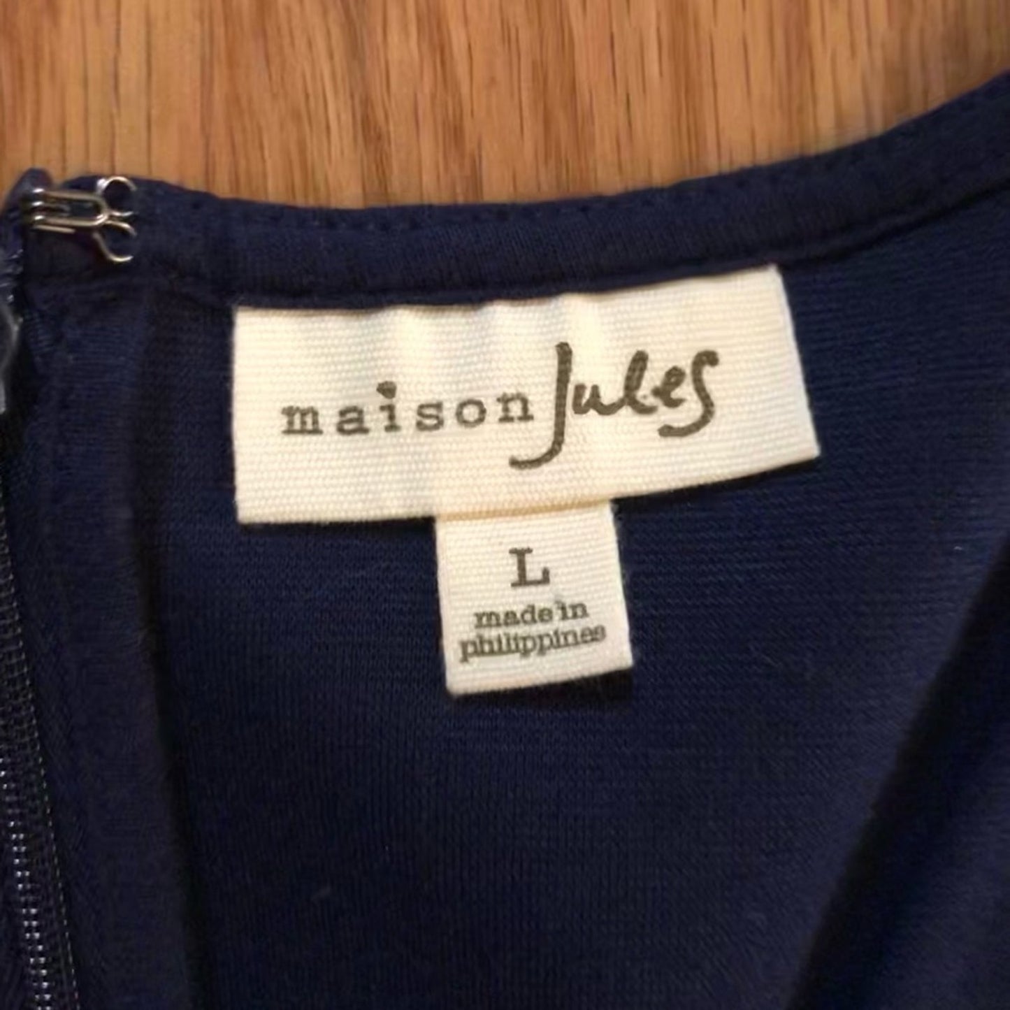 Maison Jules Blu Notte Fit & Flare Blue Pleated Mini Dress Womens Large
