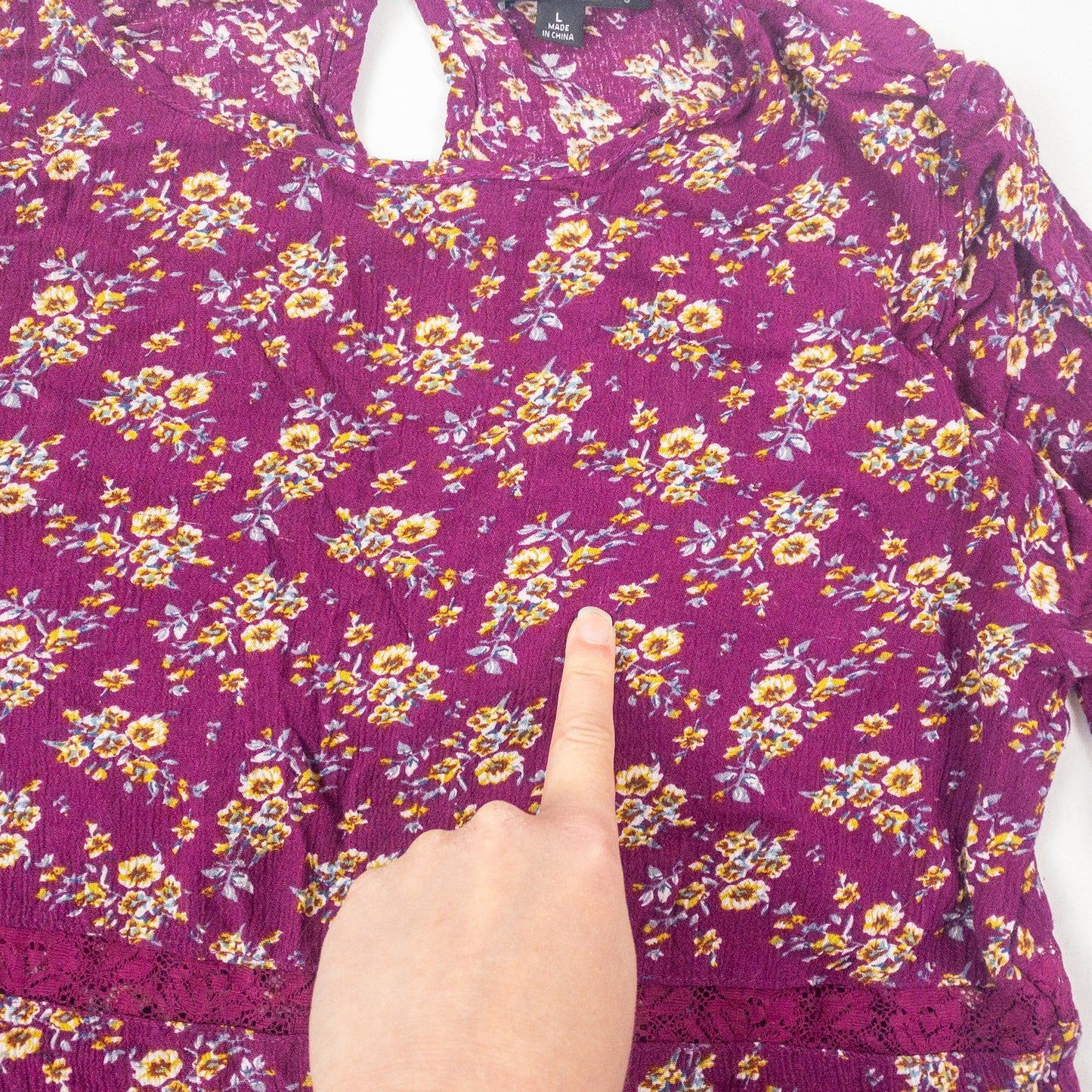 Suzanne Betro Purple Floral Boho Peasant Blouse Womens Large