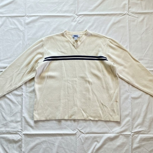 Old Navy Vintage Y2k Beige Striped Sweatshirt Womens XLarge