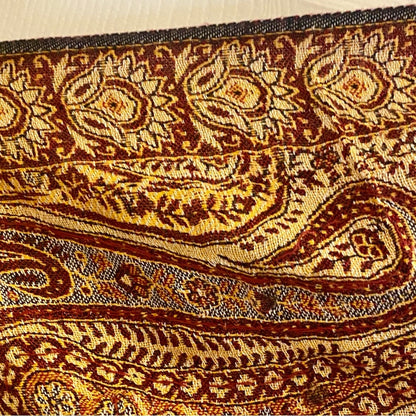 Red Gold Floral Indian Pashmina Shawl Wrap Scarf Fringe Tassel Womens One Size
