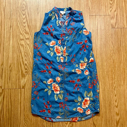 Beige by ECI Blue Floral Embroidered Dress Womens 8