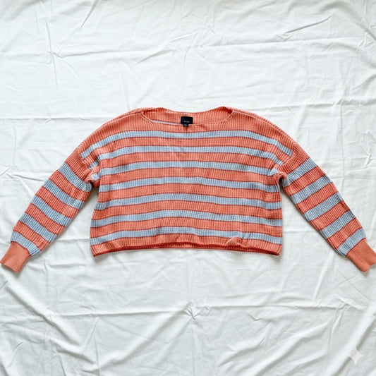 Lumiere Orange Striped Slouchy Knit Sweater Womens Large