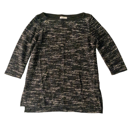 Liz Claiborne Weekend Black Speckled Knit Pullover Tunic Sweater Womens Medium
