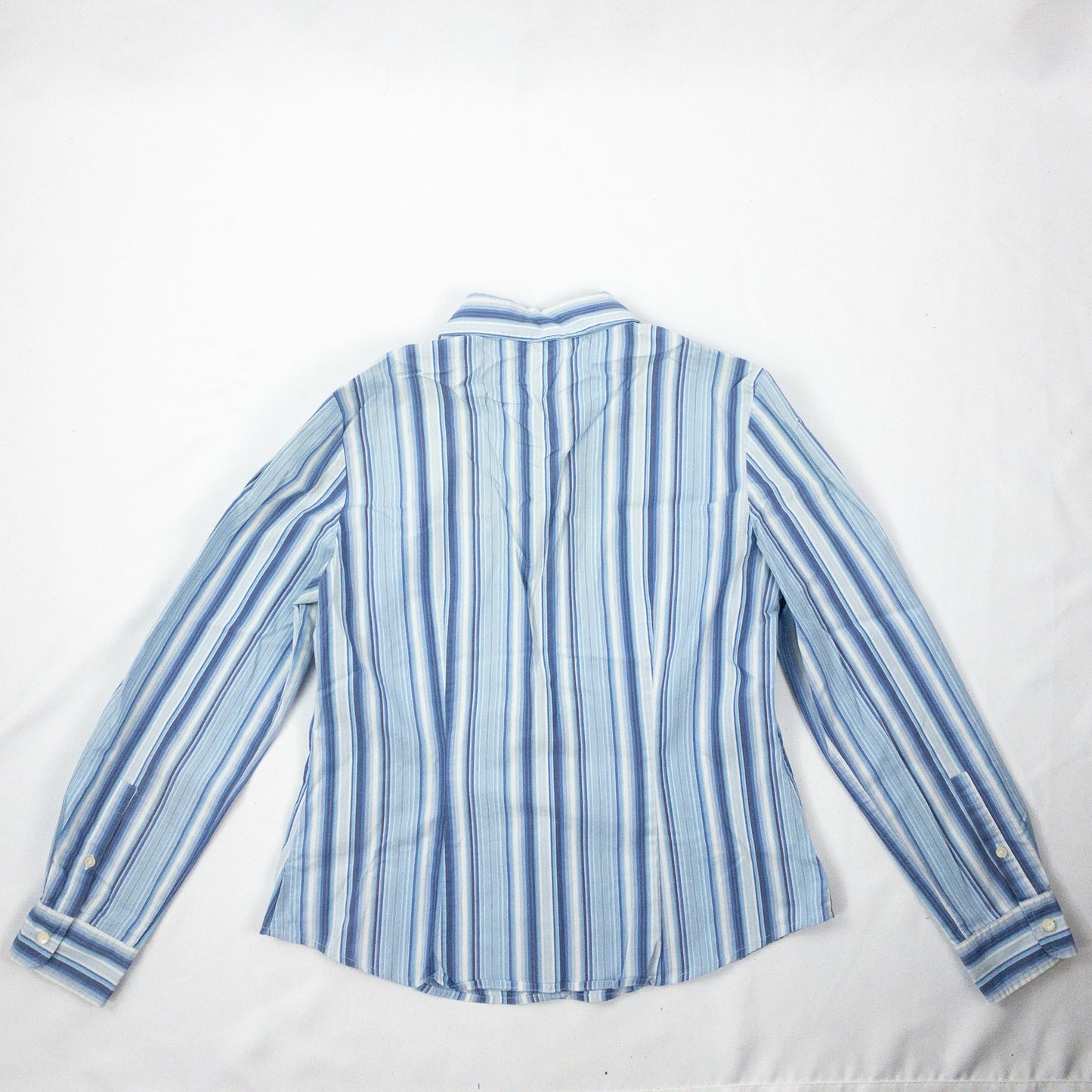 GH Bass & Co Blue White Striped Button Blouse Shirt Womens Medium