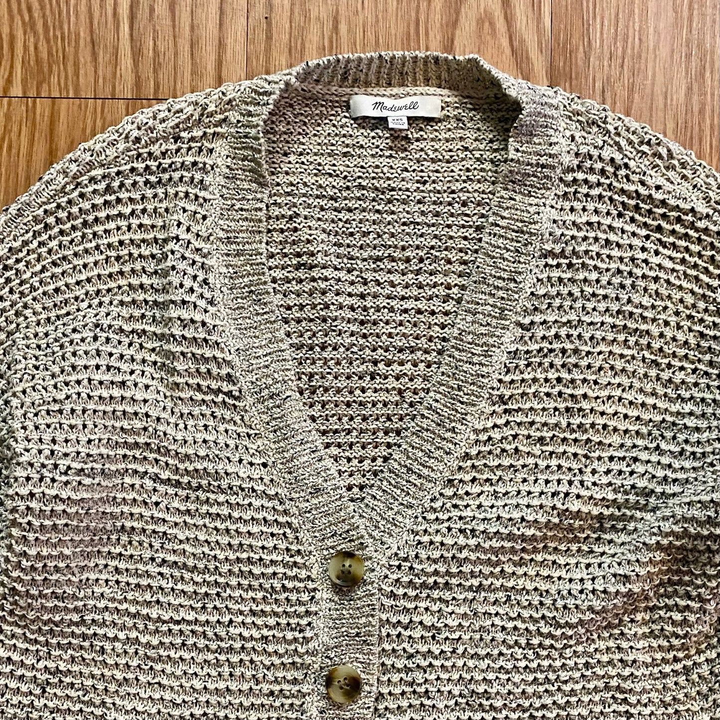 Madewell Cream Gray Marled Hartley Cardigan Sweater Womens Oversized XXSmall