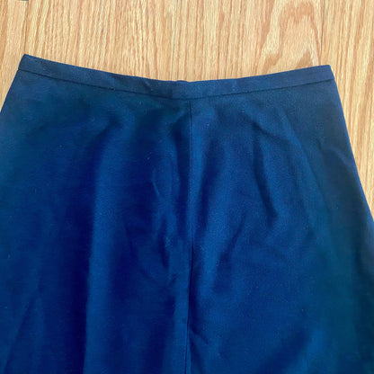 Lauren Ralph Lauren Vintage Navy Blue High Rise Wool Midi Skirt Womens 12 Petite