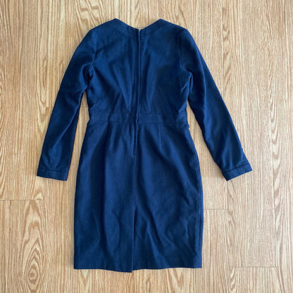 Tocca Navy Blue Wool Long Sleeve Sheath Dress Womens 10