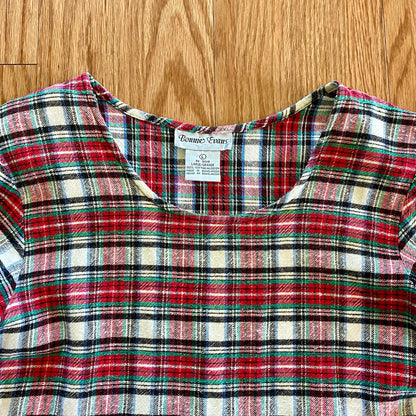 Bonnie Evans Vintage Plaid Tartan Flair Red Holiday Dress Girls Large
