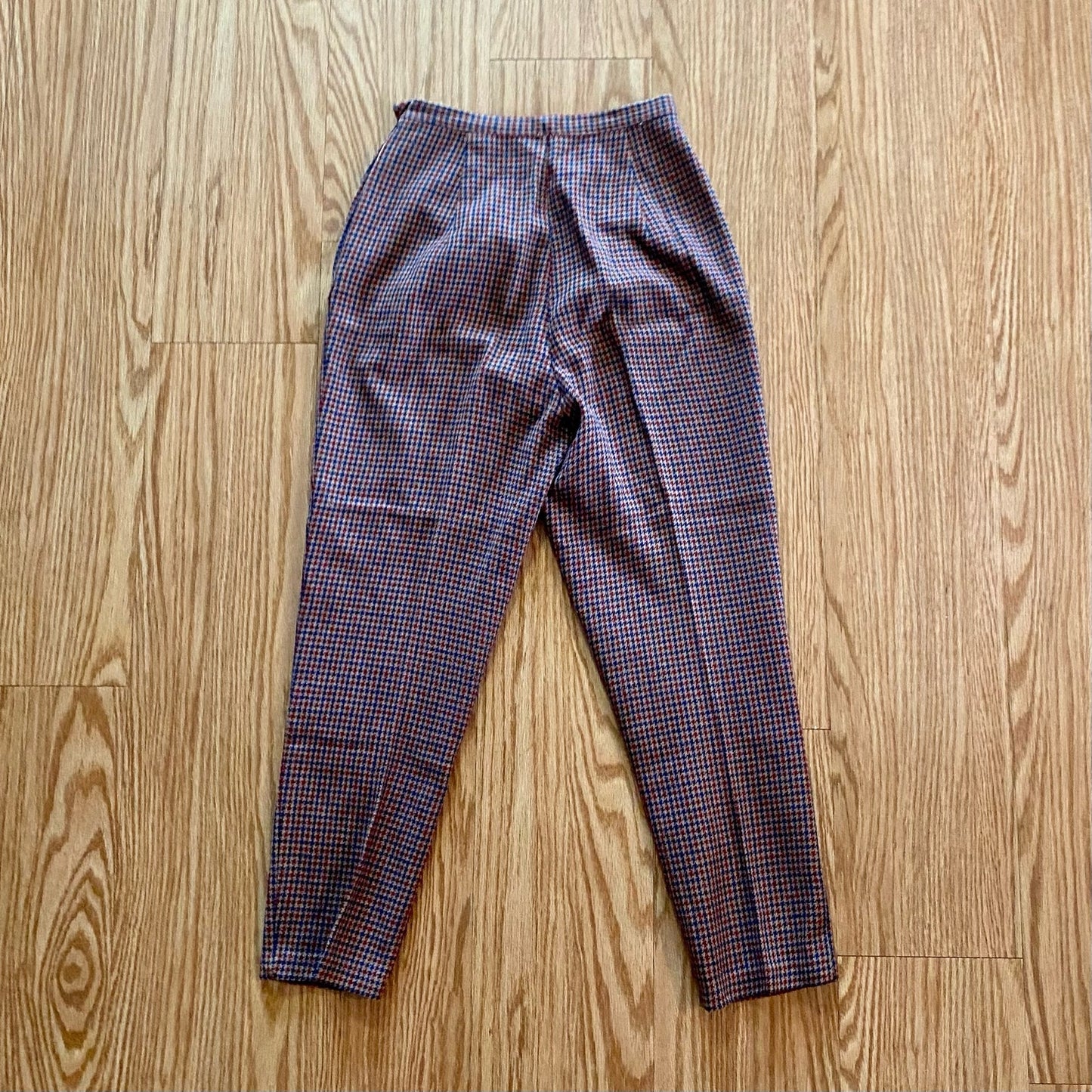 Vintage American Union Red Checked Slim Wool Pants Womens 2